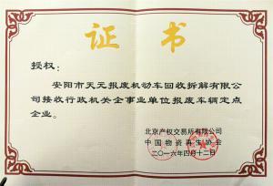 接收行政機關(guān)企事業(yè)單位報廢車輛點企業(yè)